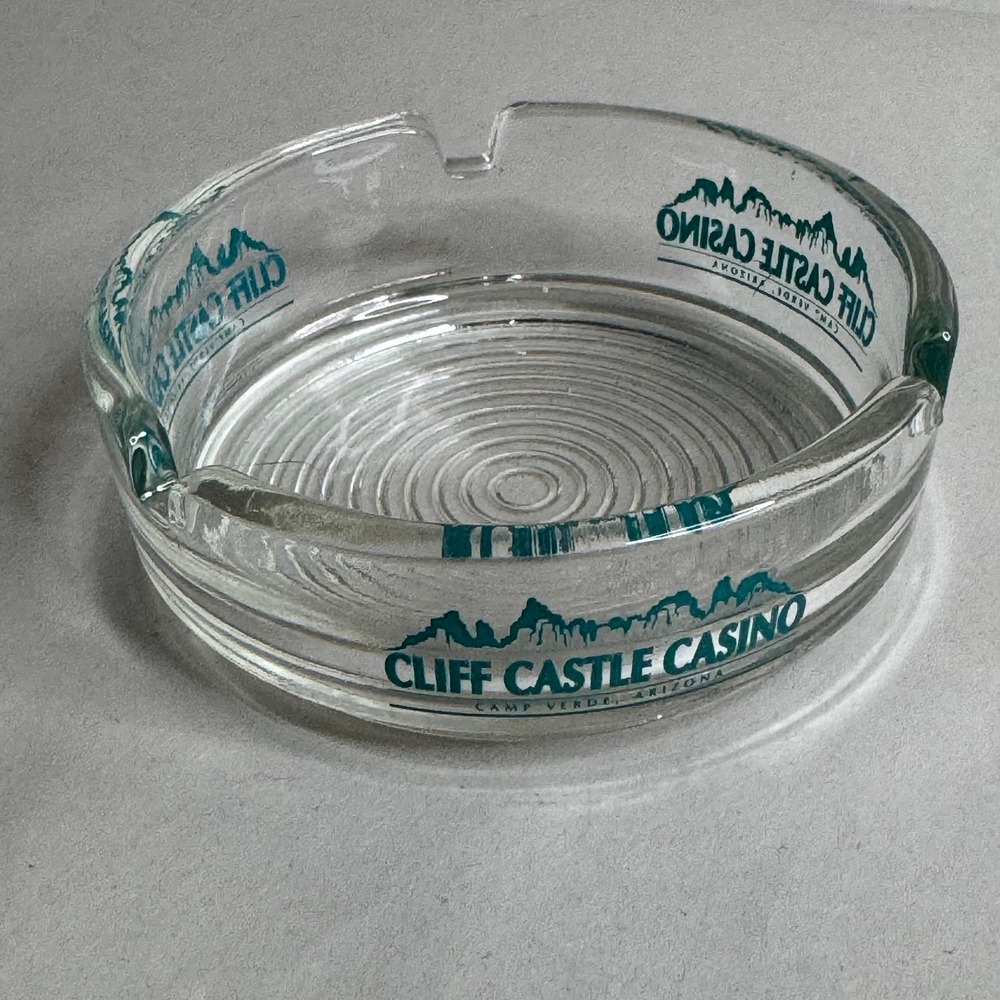 Cliff Castle Casino Camp Verde Arizona Clear Glass Round Ashtray Vintage
